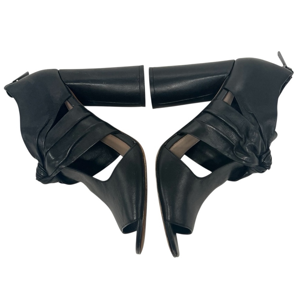 Donald J. Pliner Bailey Black Leather Peep Toe Cylinder Heels Women’s 8.5 - Picture 10 of 13